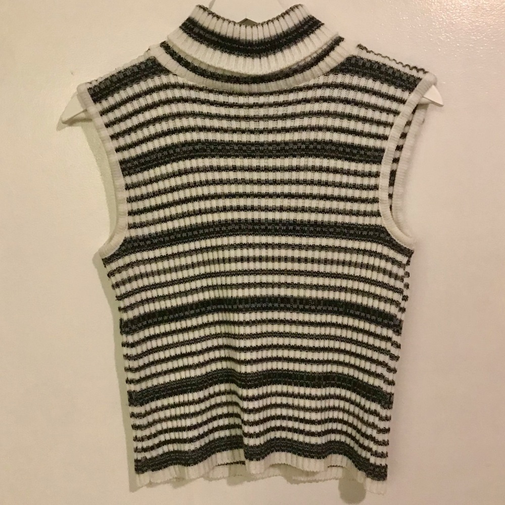 Vintage Striped Knit Sleeveless Sweater